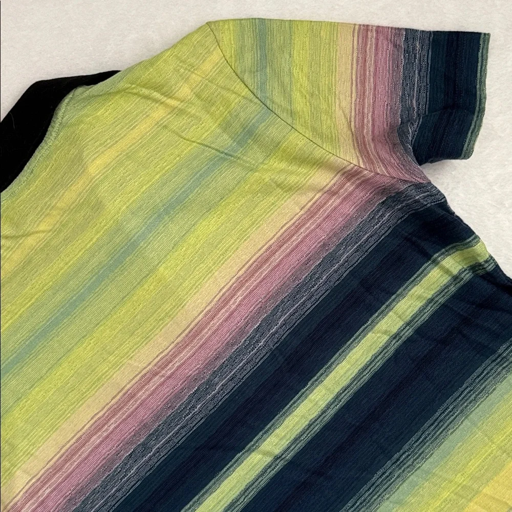 Paul Smith | V-Neck Contrast Collar Striped Cotton T-Shirt Made in Italy (M) - Picture 13 of 15